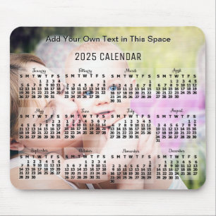 2025 Monatlicher Kalender Schwarzer Text hinzufüge Mousepad