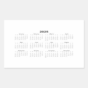 2025 Monatlicher rechteckiger Kalender Rechteckiger Aufkleber