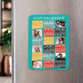 2025 Monatskalender FotoCollage Modern Magnet