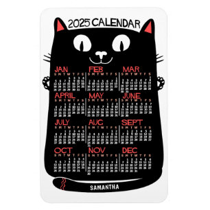 2025 Monatskalender Mittelalterliche Schwarze Katz Magnet