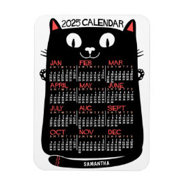 2025 Monatskalender Mittelalterliche Schwarze Katz Magnet
