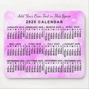 2025 Monatskalender Pink Wasserfarbe Custom Mousepad