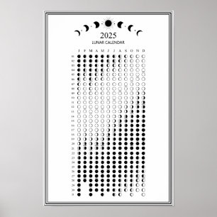2025 Mondphasen-Lunarzyklen-Minimalist-Kalender Poster