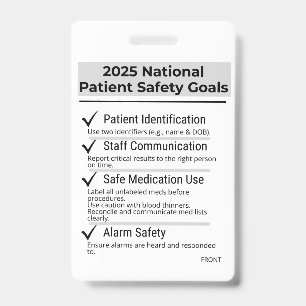 2025 Nationale Ziele für Patientensicherheit Abzei Ausweis