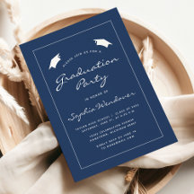 2025 Navy Blue White Border Graduation Party