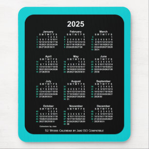 2025 Neon 52 Weeks ISO Kalender von Janz Two Tone Mousepad