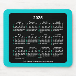 2025 Neon 52 Weeks ISO Kalender von Janz Two Tone Mousepad
