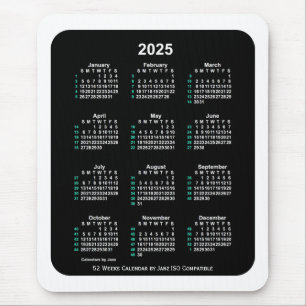 2025 Neon 52 Weeks ISO Kalender von Janz Two Tone Mousepad