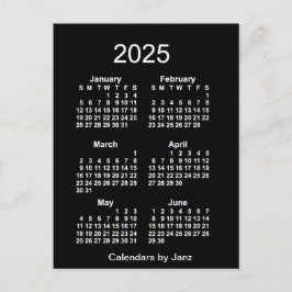 2025 Neon White 6 Month Mini Kalender von Janz Postkarte