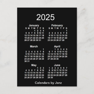 2025 Neon White 6 Month Mini Kalender von Janz Postkarte