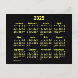 2025 Neon Yellow Mini Calendar von Janz Postkarte