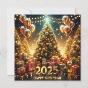 2025 Neujahr in goldenem Licht Feiertagskarte