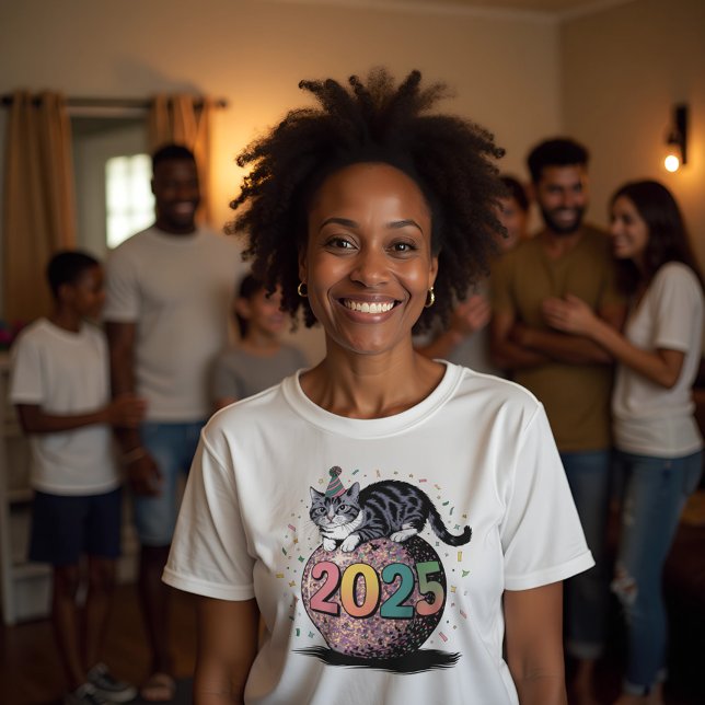 2025 Neujahrsfeier Cat Unisex Softstyle T-Shirt (Von Creator hochgeladen)