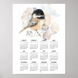 2025 Niedlicher Chickadee-Poster-Kalender Poster