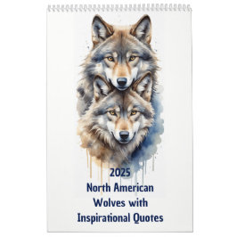 2025 North American Animal Water Color Wolf Kalender