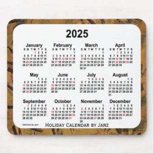 2025 Orange Holiday Art Calendar by Janz Mouse Pad Mousepad