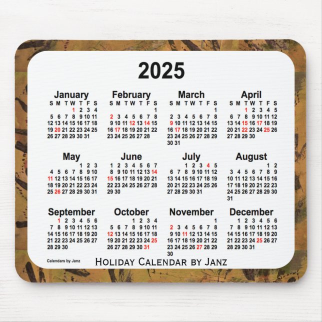 2025 Orange Holiday Art Calendar by Janz Mouse Pad Mousepad (Vorne)