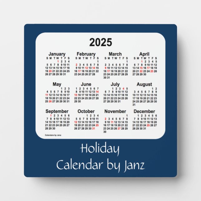 2025 Police Box Blue Holiday Calendar by Janz Fotoplatte (Vorderseite)