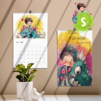 2025 Quirky Boy & Dinosaurier Cartoon Kalender