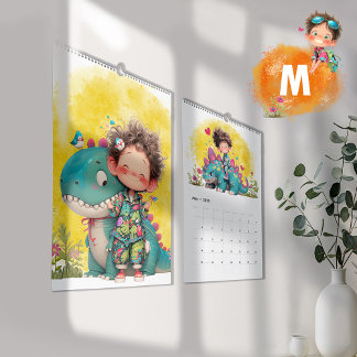 2025 Quirky Boy & Dinosaurier Cartoon Kalender