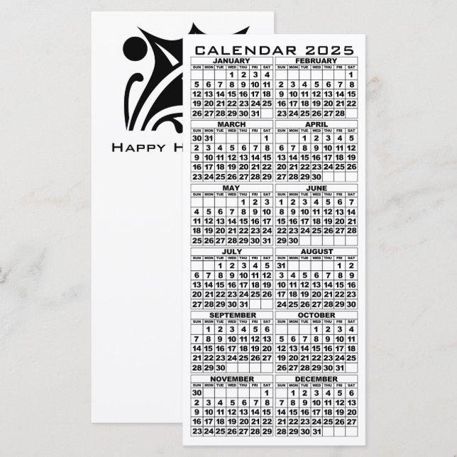 2025 Rack Card Leaf Calendar Holidays (Vorne/Hinten)