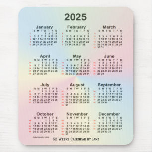 2025 Rainbow Cloud 52 Week Calendar by Janz Mousepad