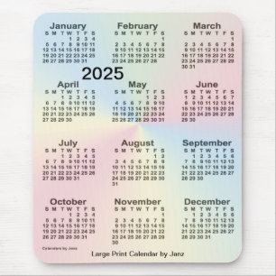 2025 Rainbow Cloud Large Print Calendar by Janz Mousepad