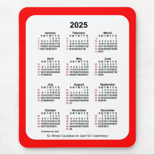 2025 Red 52 Weeks ISO Kalender von Janz Two Tone Mousepad