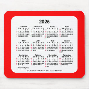2025 Red 52 Weeks ISO Kalender von Janz Two Tone Mousepad