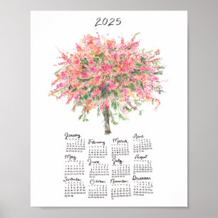 2025 Regenbogendusche-Baum-Aquarell-Kalender Poster