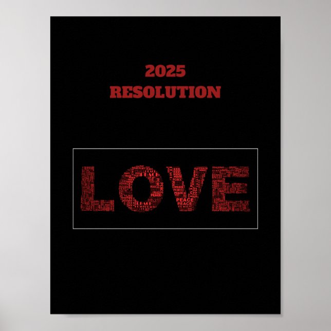 2025 RESOLUTION LIEBE Modernes rotes Design Poster (Vorne)