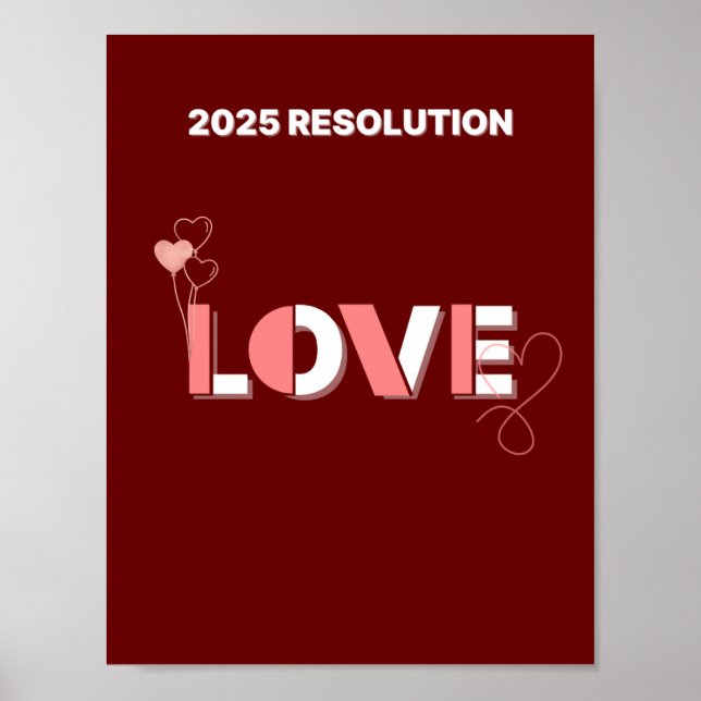 2025 RESOLUTION LIEBE Rosa Herzen Mauerwerk Poster (Vorne)