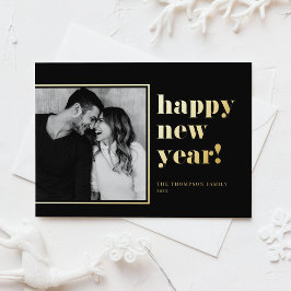 2025 Retro Bold Typografie Schwarzes Glück Neues J Folien Feiertagskarte