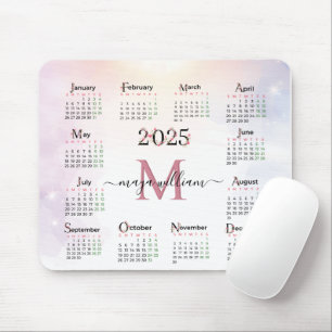 2025 Rosa Blumenkalender Benutzerdefiniertes Foto Mousepad