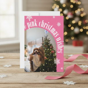 2025 Rosa Weihnachtswunsch Retro Glitzer Fotokarte Feiertagskarte