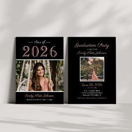 2025 Rose Gold Foto Graduation Party Einladung