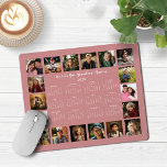 2025 Rose Rosa mehrfacher Fotokalender Mousepad<br><div class="desc">🌟 2025 Rose Pink Multiple Foto Collage Kalender Maus Pad mit einem einfachen, minimalistischen Jahr-für-Blick Kalender und 18 Ihrer Lieblings-Fotos. Alle Farben sind individuell einstellbar. Macht ein großartiges Geschenk für Großeltern, Eltern, Tanten, Onkel, Pateltern und mehr! Bitte kontaktieren Sie uns unter cedarandstring@gmail.com , wenn Sie Hilfe beim Design oder den...</div>