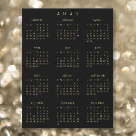 2025 Schwarzes Jahr-Kalender-Magnet für Schwarzes Magnetkarte