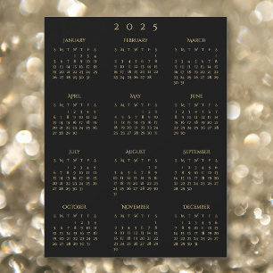 2025 Schwarzes Jahr-Kalender-Magnet für Schwarzes  Magnetkarte
