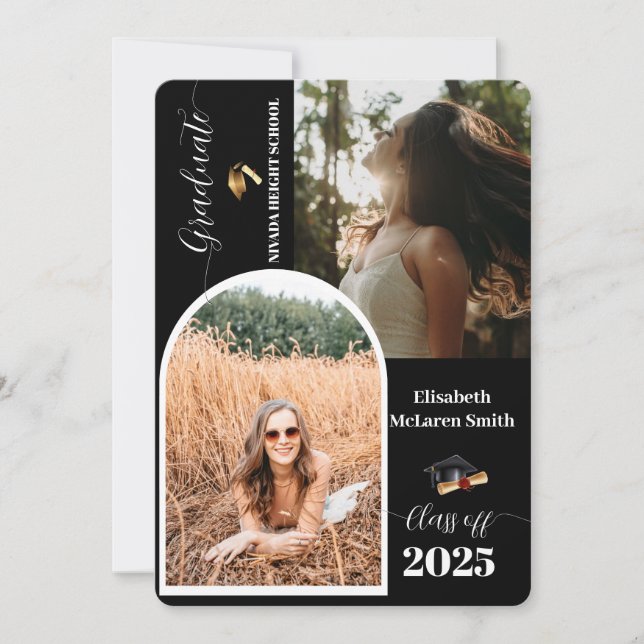 2025 Senior Announcement Card - Minimalistisch Gra Einladung (Vorderseite)