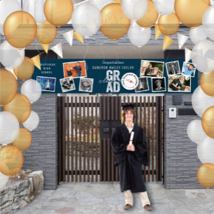 2025 Silver GRAD 10 Foto Moderne Graduation Party Banner