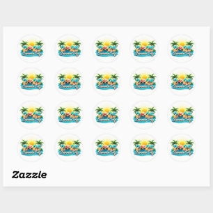 2025 Sommerreise 🌊 Tropischer Textaufkleber Runder Aufkleber