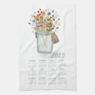 2025 Tea Towel Calendar Blume Jar Kathrin Legg Geschirrtuch