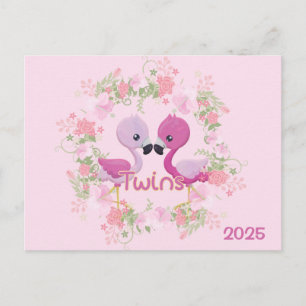 2025 Twins Pregnancy Erwartung Ankündigung Postkarte