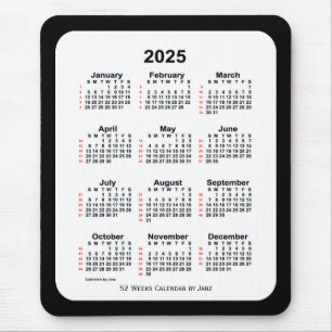 2025 Two Tone Black 52 Week Calendar von Janz Mousepad