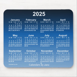 2025 Verblassener Blue Neon Calendar von Janz Mous Mousepad