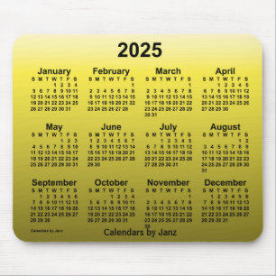 2025 Verblassener Gelber Kalender von Janz Mouse P Mousepad
