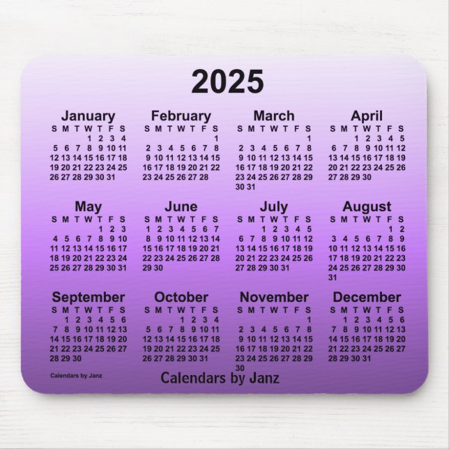 2025 Verblassener Violetkalender von Janz Mouse Pa Mousepad (Vorne)