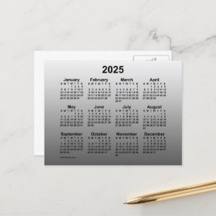2025 Verblassener White Mini-Kalender von Janz Pos Postkarte