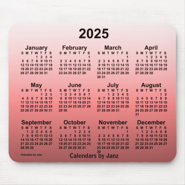 2025 Verblasster roter Kalender von Janz Mouse Pad Mousepad (Vorne)